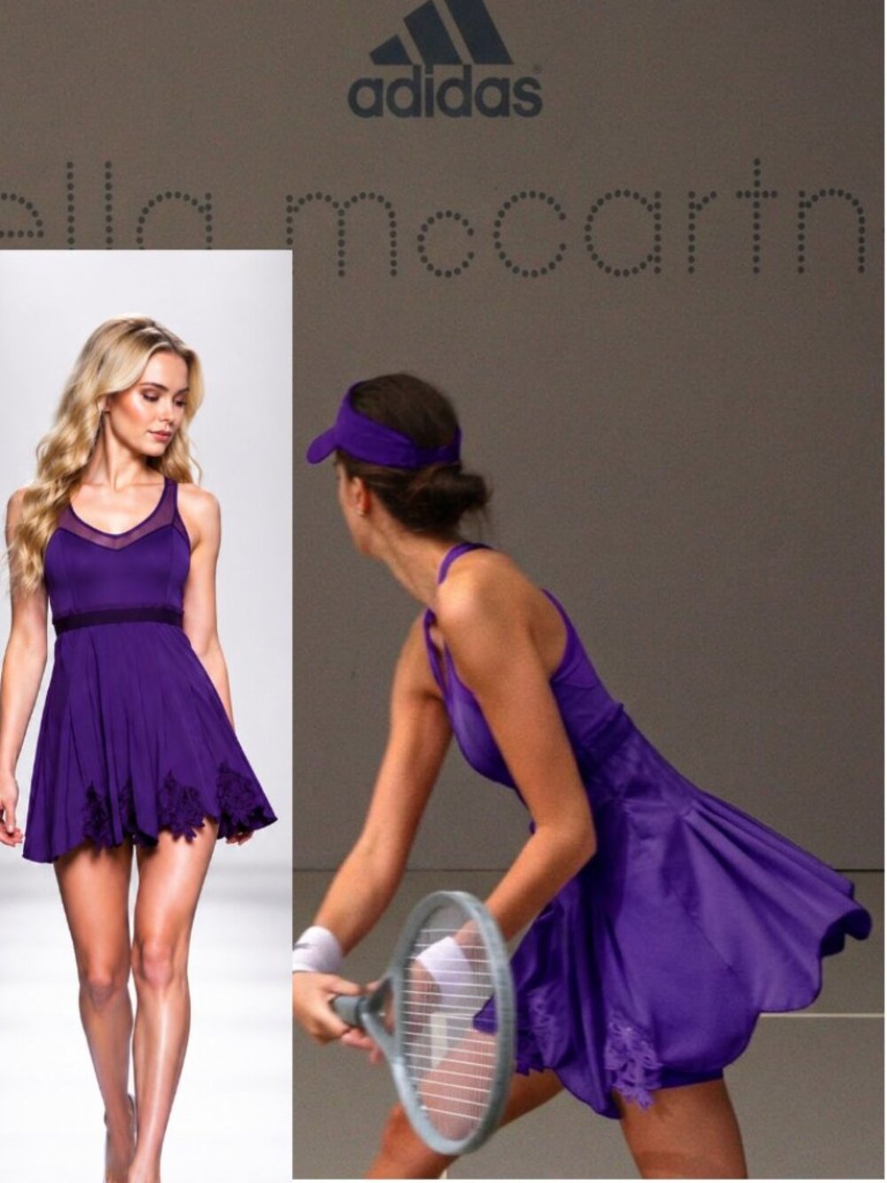 Nwt Adidas Stella McCartney STUNNING Purple Tennis Dress Pleated Skirt L Large